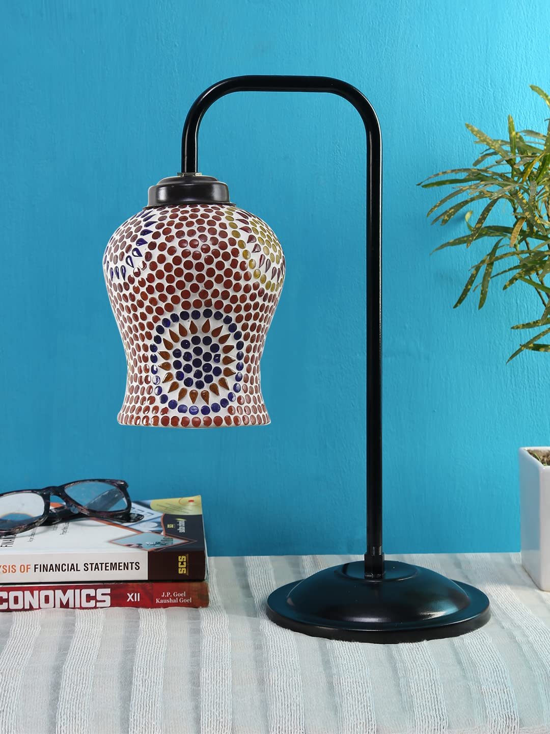 Multi Color Mosaic Glass Iron Table Lamp (GLASS)