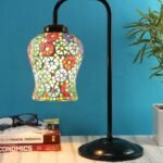 Multi Color Mosaic Glass Iron Table Lamp (GLASS08)