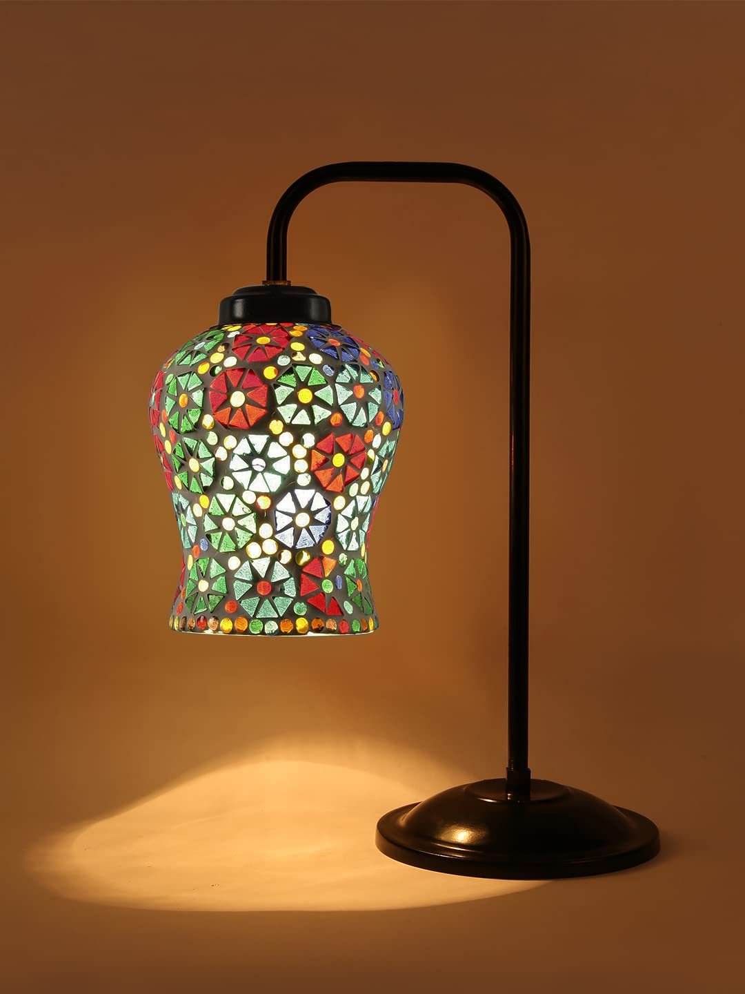 Multi Color Mosaic Glass Iron Table Lamp (GLASS08)