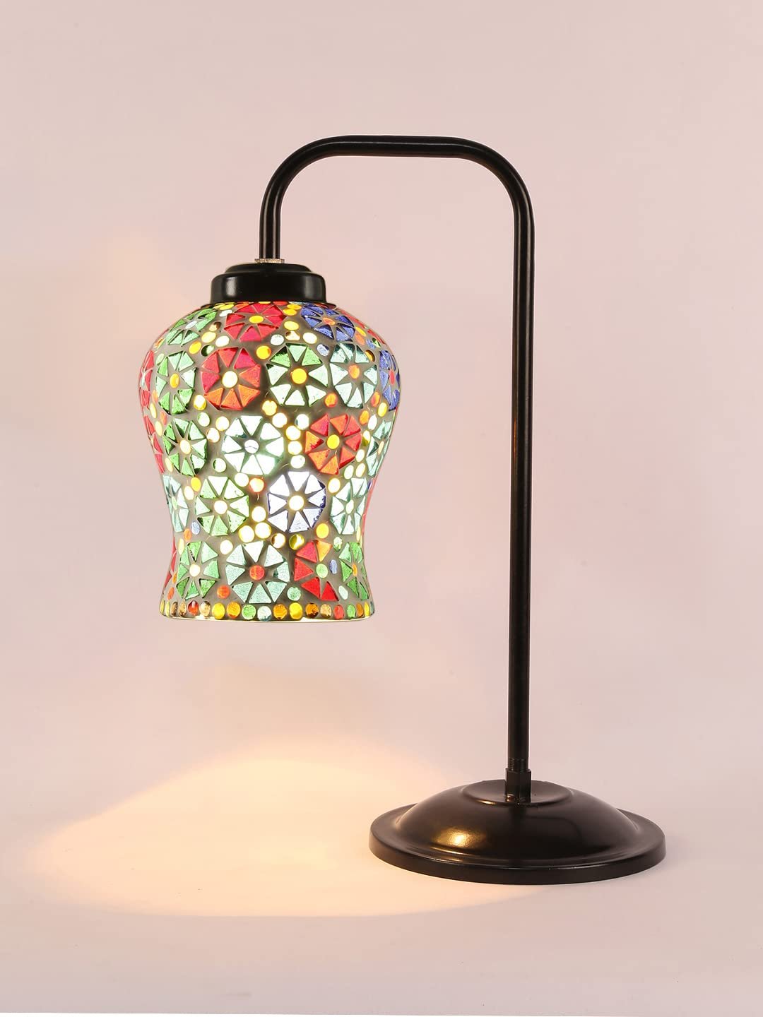 Multi Color Mosaic Glass Iron Table Lamp (GLASS08)