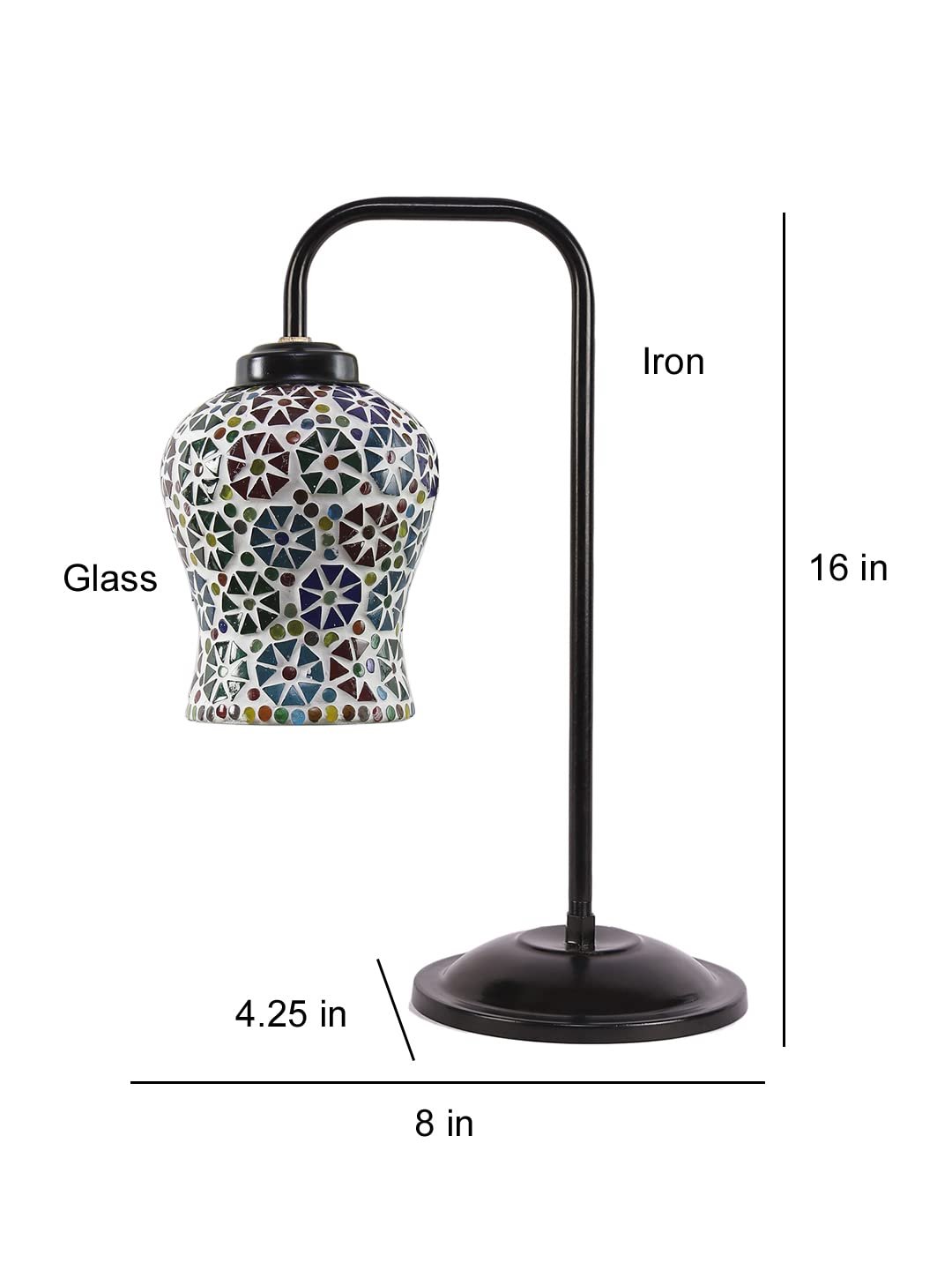 Multi Color Mosaic Glass Iron Table Lamp (GLASS08)