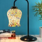 Multi Color Mosaic Glass Iron Table Lamp (GLASS010)