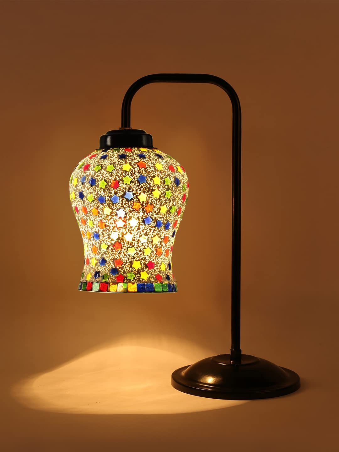 Multi Color Mosaic Glass Iron Table Lamp (GLASS010)
