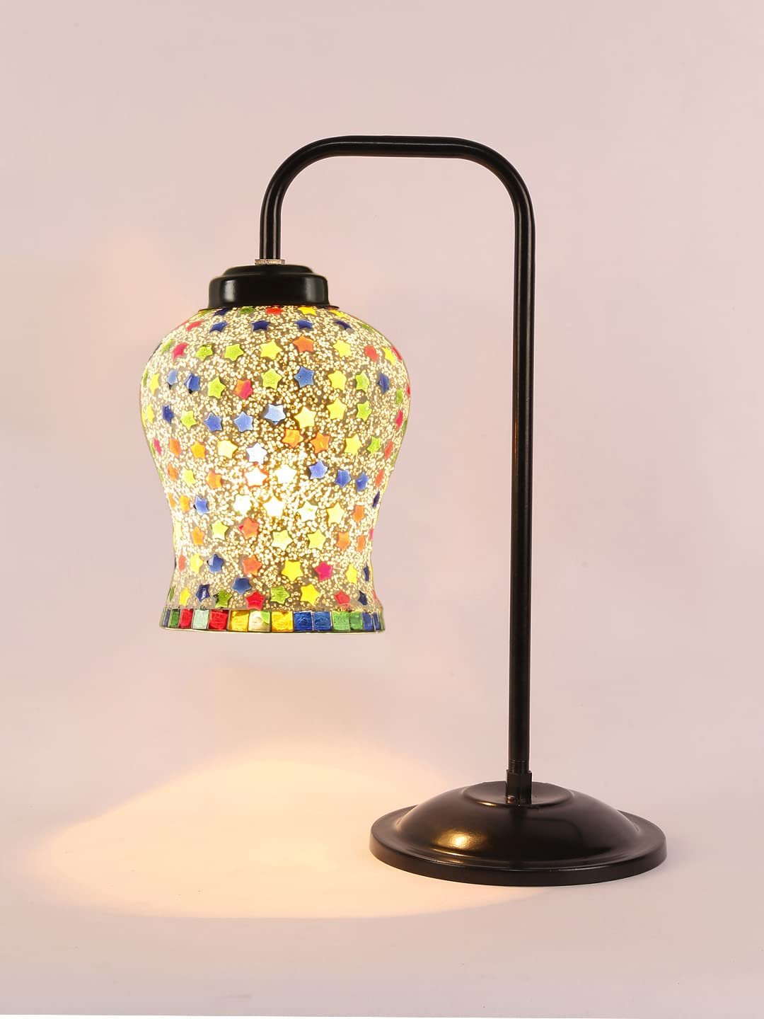 Multi Color Mosaic Glass Iron Table Lamp (GLASS010)