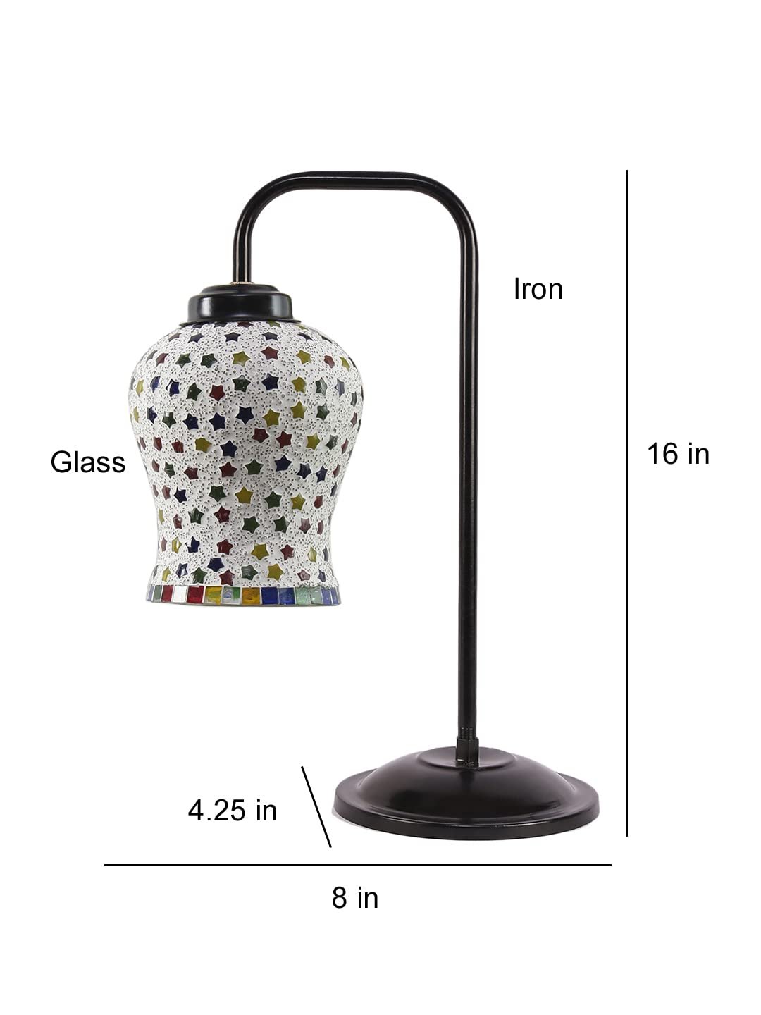 Multi Color Mosaic Glass Iron Table Lamp (GLASS010)