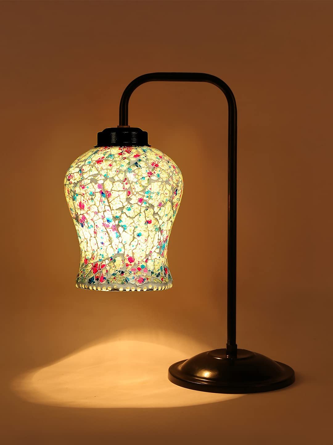Multi Color Mosaic Glass Iron Table Lamp (GLASS11)