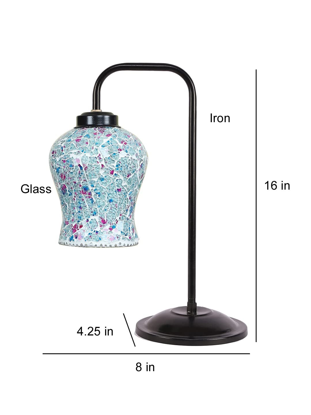 Multi Color Mosaic Glass Iron Table Lamp (GLASS11)