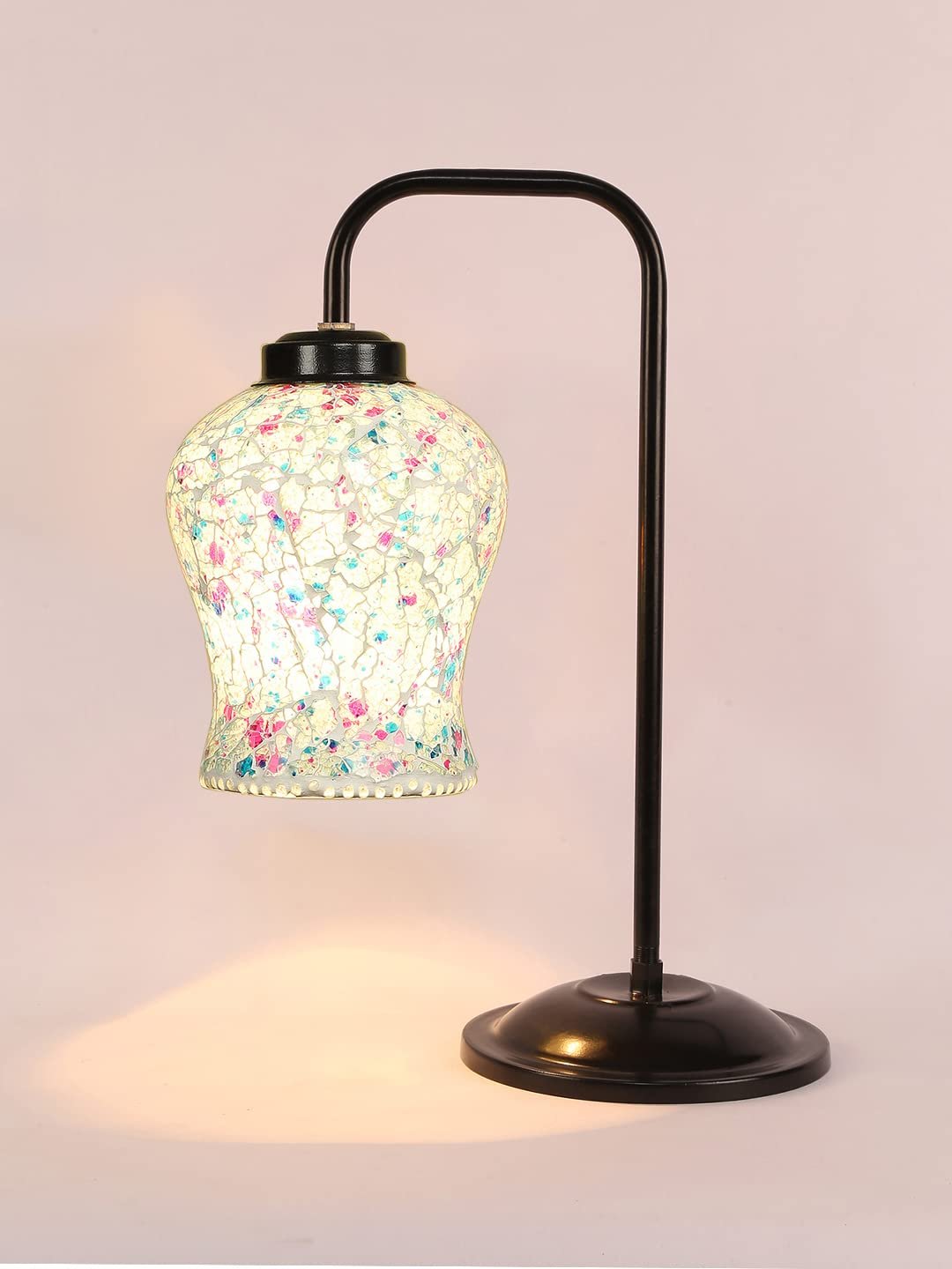 Multi Color Mosaic Glass Iron Table Lamp (GLASS11)