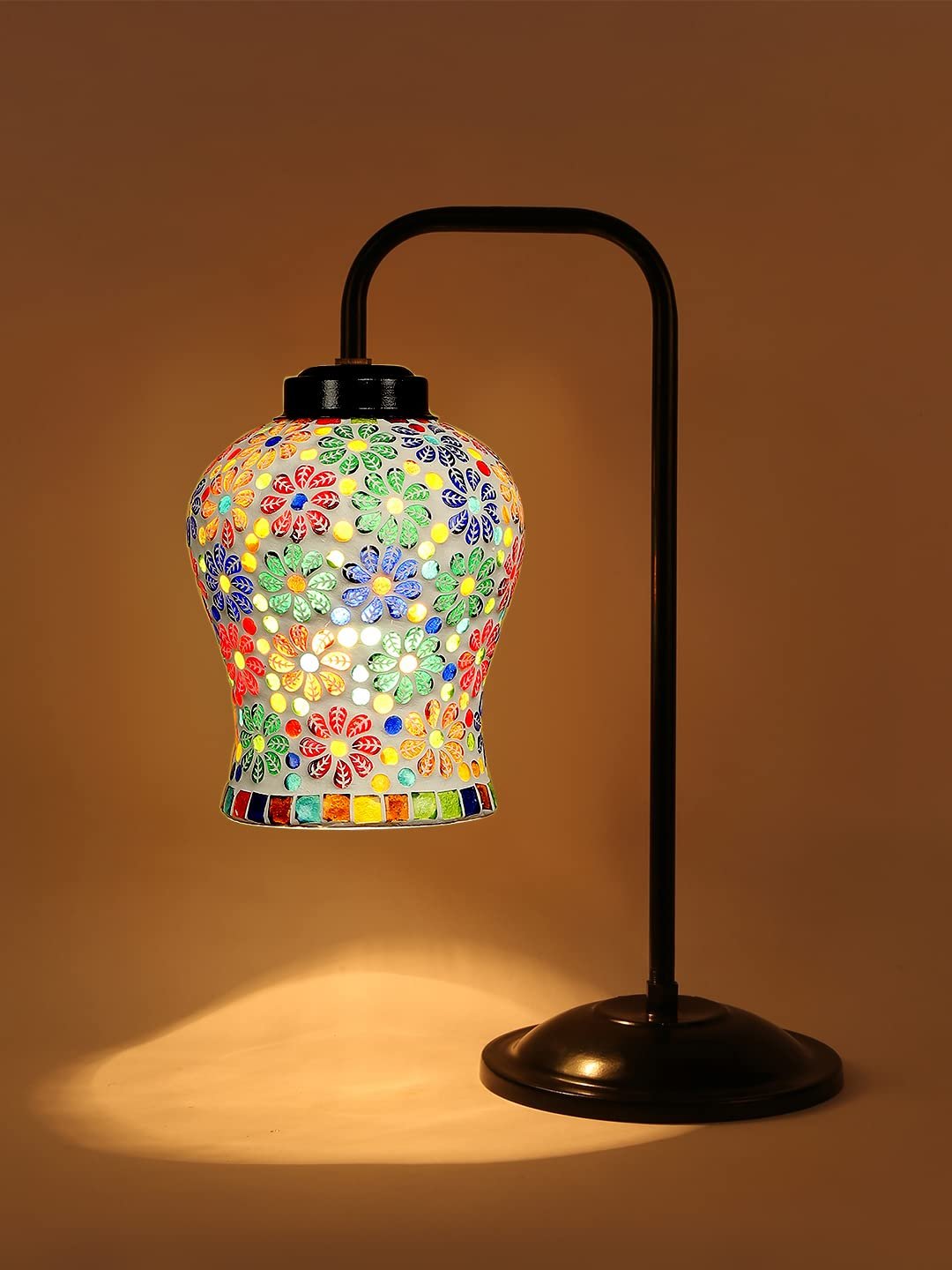 Multi Color Mosaic Glass Iron Table Lamp (GLASS13)
