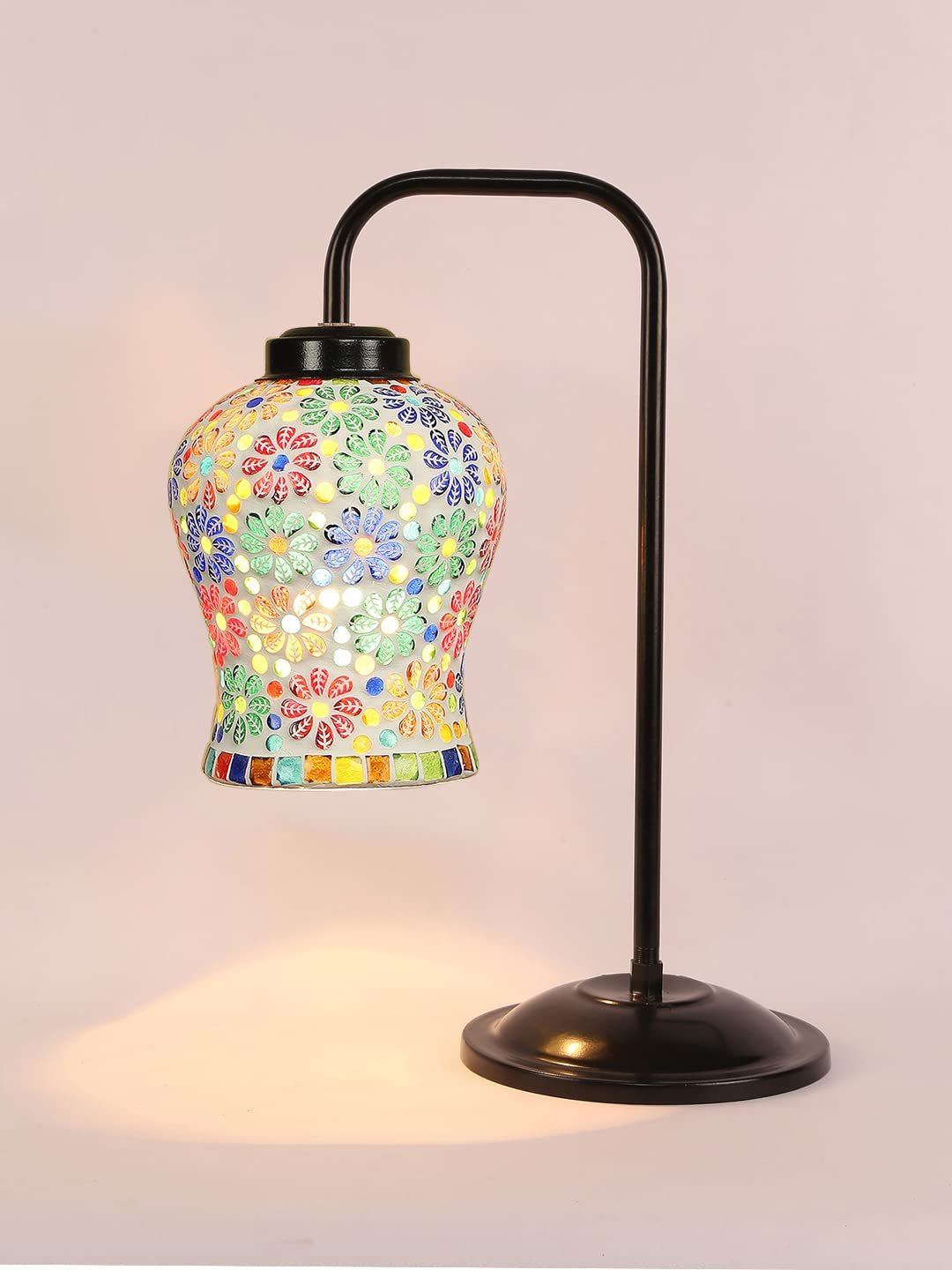 Multi Color Mosaic Glass Iron Table Lamp (GLASS13)