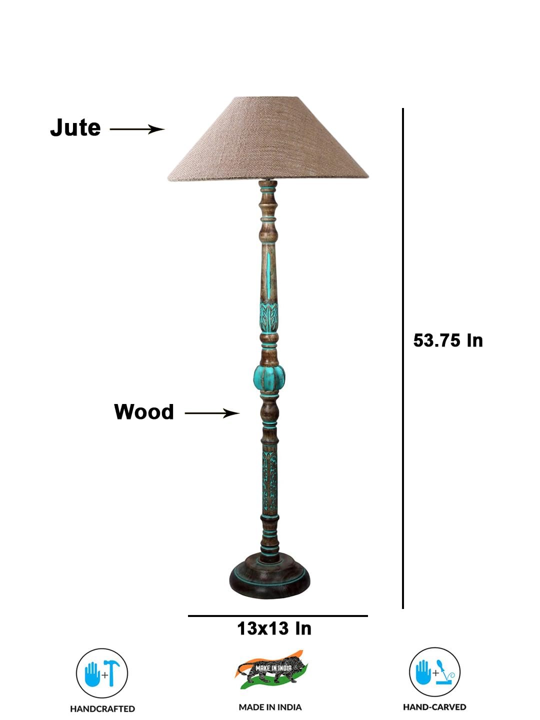 Mid Century Modern Floor Lamp,Hand Turned Floor Lamp Wood for Living Room,Stand Lamp with Jute Lampshade for Bedroom, Study Room and Office, (Beige)-Jute