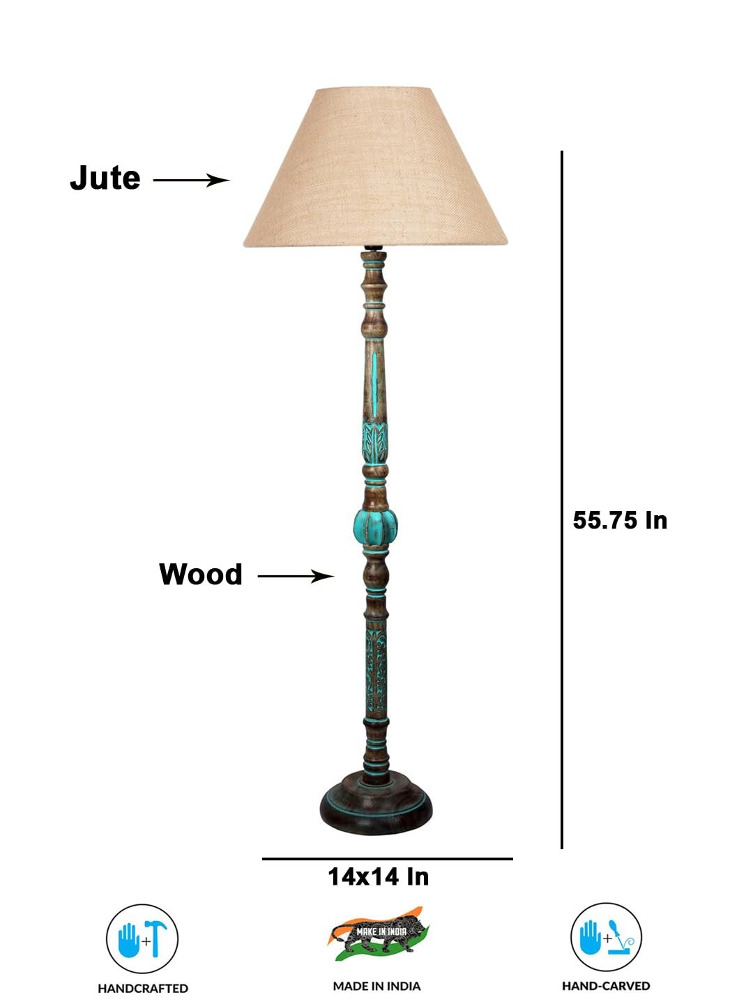 Mid Century Modern Floor Lamp,Hand Turned Floor Lamp Wood for Living Room,Stand Lamp with Fabric Lampshade for Bedroom, Study Room and Office, (Beige)-Jute-A1