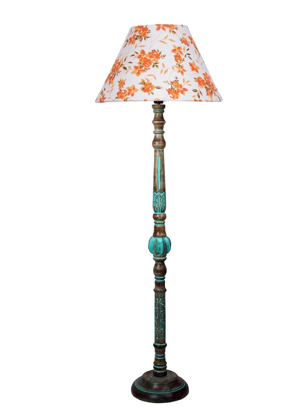 Mid Century Modern Floor Lamp,Hand Turned Floor Lamp Wood for Living Room,Stand Lamp with Fabric Lampshade for Bedroom, Study Room and Office, (Grey)-Cotton-AA1