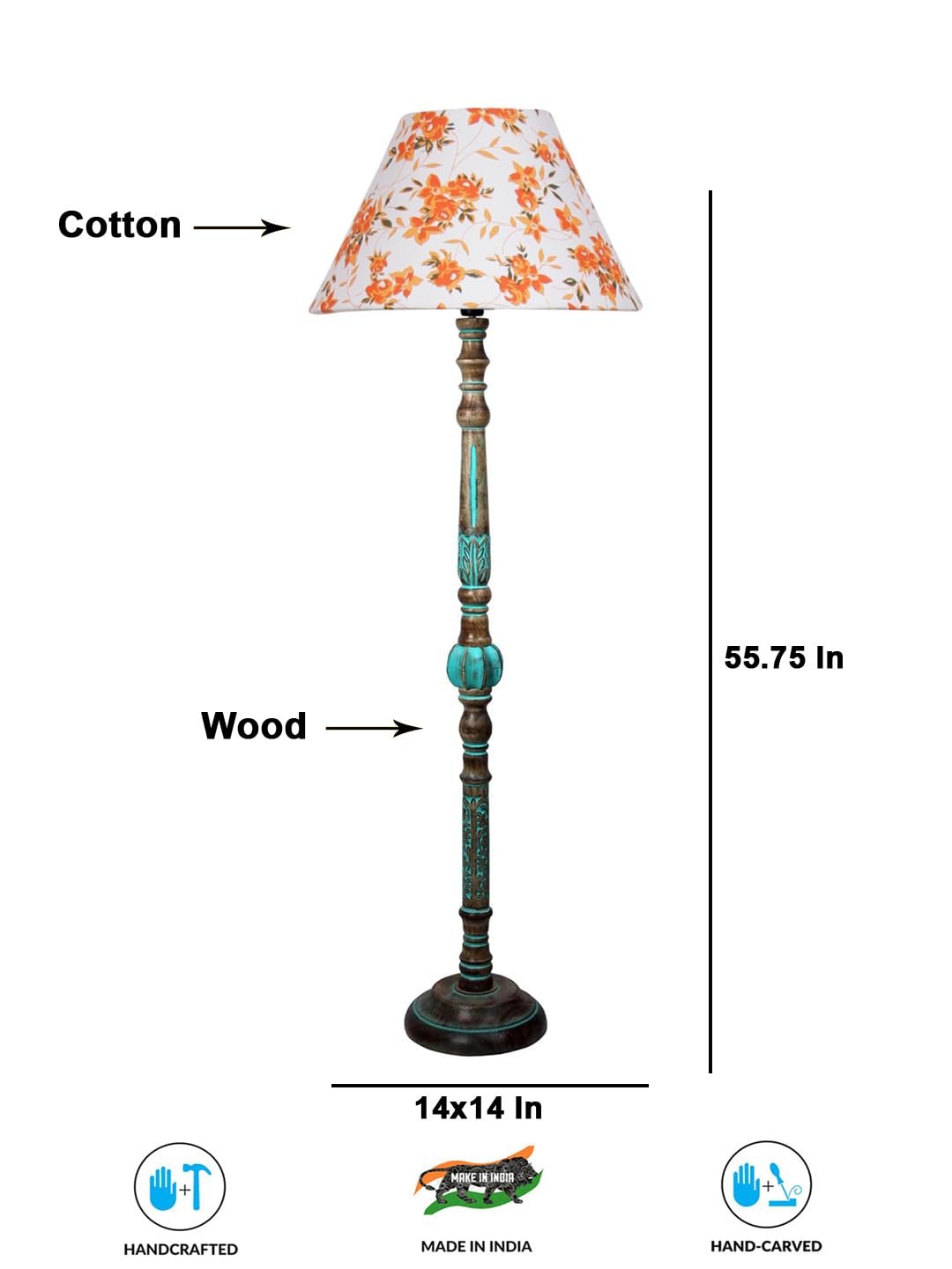 Mid Century Modern Floor Lamp,Hand Turned Floor Lamp Wood for Living Room,Stand Lamp with Fabric Lampshade for Bedroom, Study Room and Office, (Grey)-Cotton-AA1