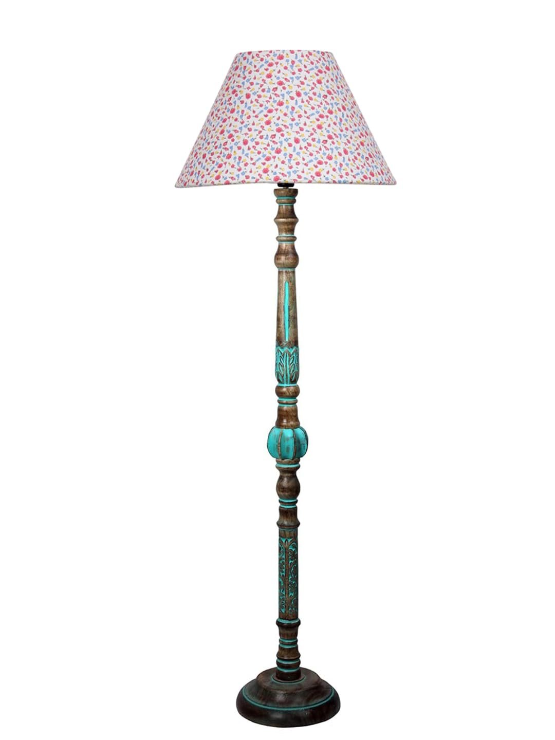 Mid Century Modern Floor Lamp,Hand Turned Floor Lamp Wood for Living Room,Stand Lamp with Fabric Lampshade for Bedroom, Study Room and Office, (Grey)-Cotton-AA3