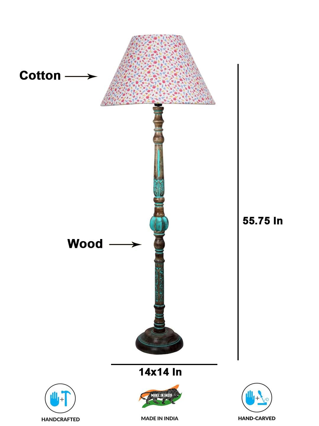 Mid Century Modern Floor Lamp,Hand Turned Floor Lamp Wood for Living Room,Stand Lamp with Fabric Lampshade for Bedroom, Study Room and Office, (Grey)-Cotton-AA3