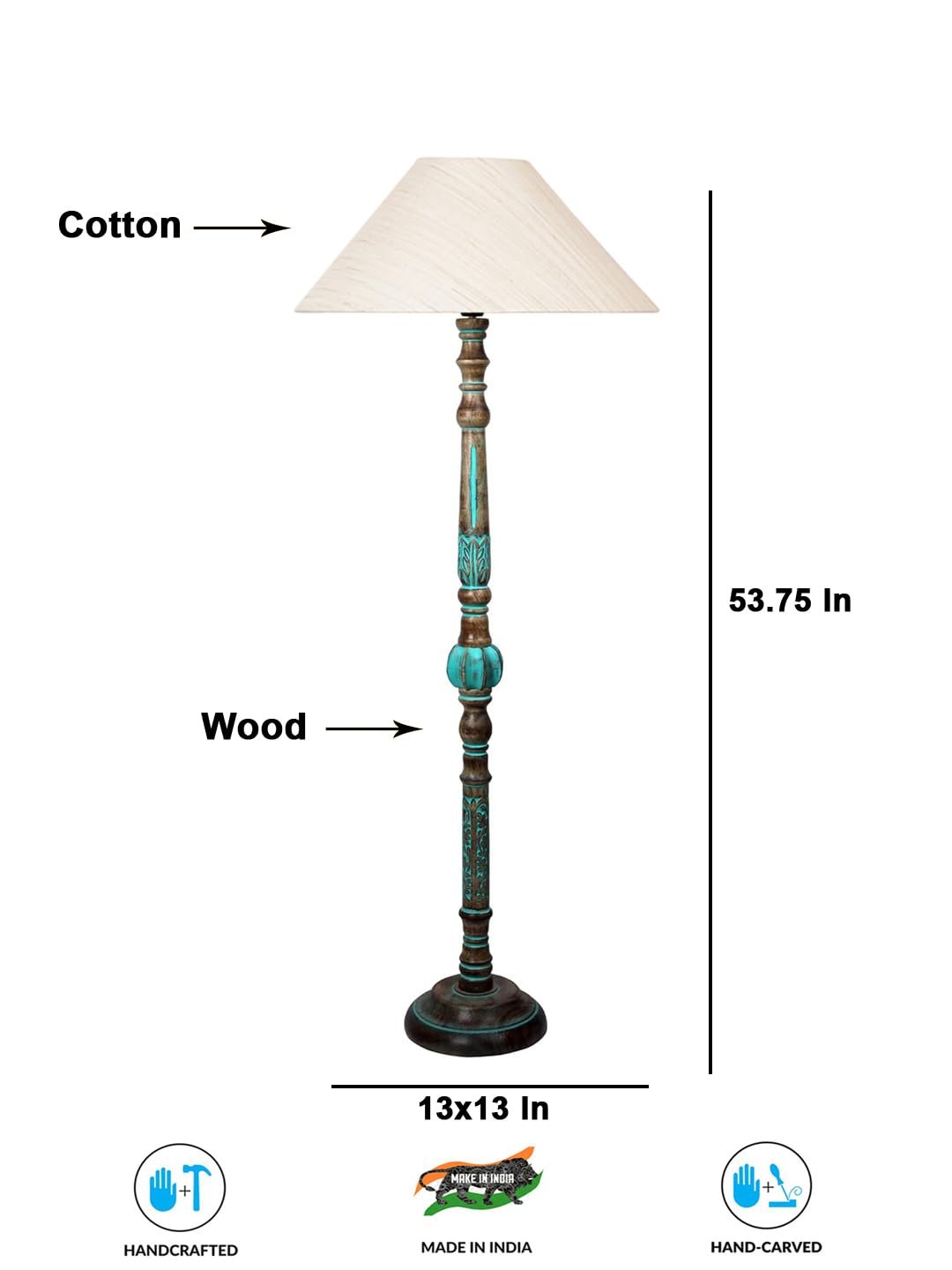 Mid Century Modern Floor Lamp,Hand Turned Floor Lamp Wood for Living Room,Stand Lamp with Fabric Lampshade for Bedroom, Study Room and Office, (Off-White)-Cotton-AAC80