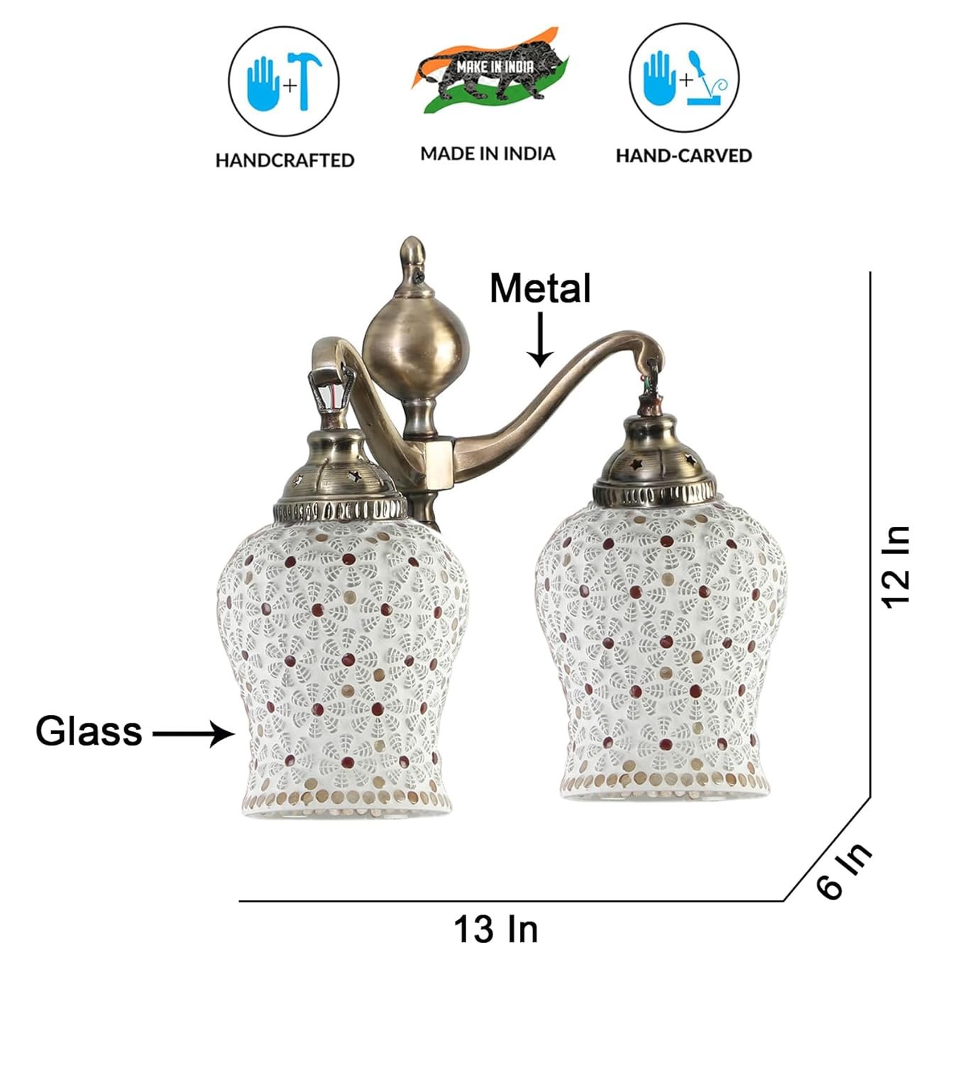 Dual Golden Antique Wall lamp with Mosaic Glass Wall d�cor Wall Hanging Light Vintage Wall Lamps Decorative lamp Traditional Wall lamp-A