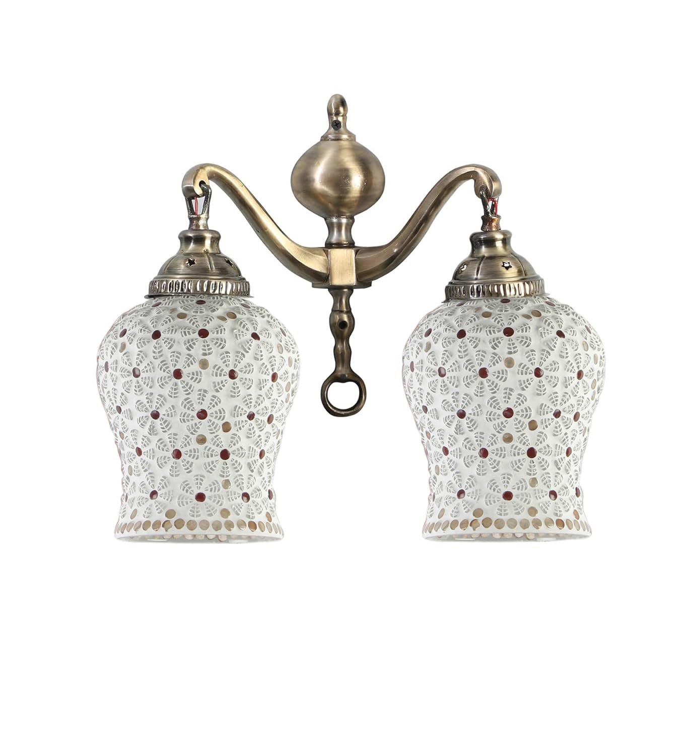 Dual Golden Antique Wall lamp with Mosaic Glass Wall d�cor Wall Hanging Light Vintage Wall Lamps Decorative lamp Traditional Wall lamp-A