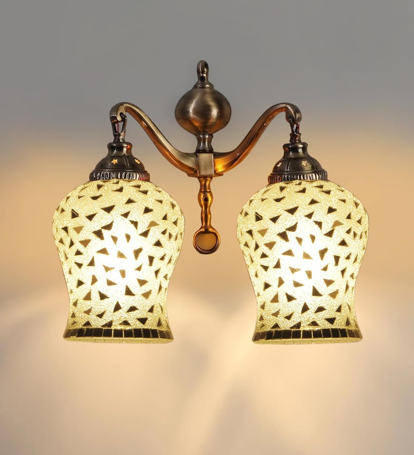 Dual Golden Antique Wall lamp with Mosaic Glass Wall d�cor Wall Hanging Light Vintage Wall Lamps Decorative lamp Traditional Wall lamp-C