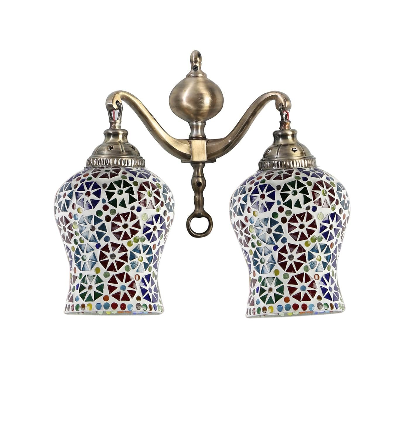 Dual Golden Antique Wall lamp with Mosaic Glass Wall d�cor Wall Hanging Light Vintage Wall Lamps Decorative lamp Traditional Wall lamp-H