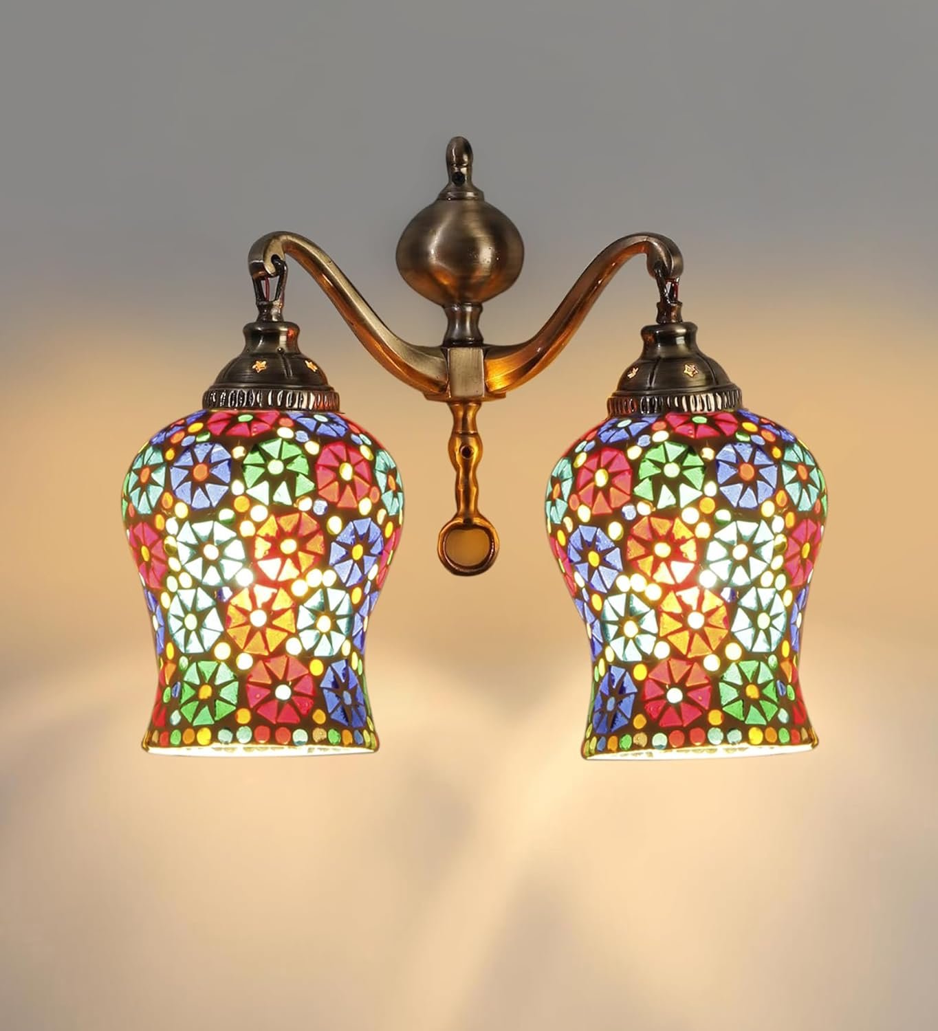 Dual Golden Antique Wall lamp with Mosaic Glass Wall d�cor Wall Hanging Light Vintage Wall Lamps Decorative lamp Traditional Wall lamp-H