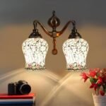 Dual Golden Antique Wall lamp with Mosaic Glass Wall d�cor Wall Hanging Light Vintage Wall Lamps Decorative lamp Traditional Wall lamp-J