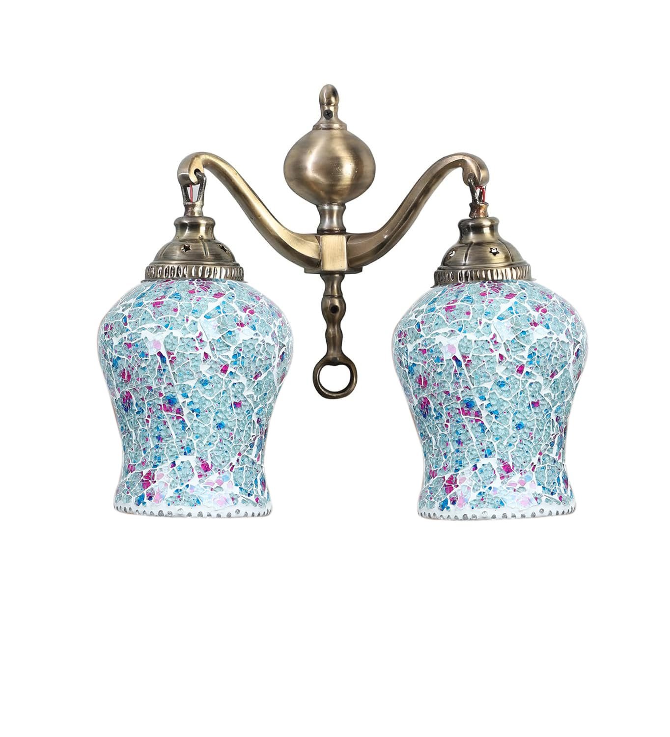 Dual Golden Antique Wall lamp with Mosaic Glass Wall d�cor Wall Hanging Light Vintage Wall Lamps Decorative lamp Traditional Wall lamp-J