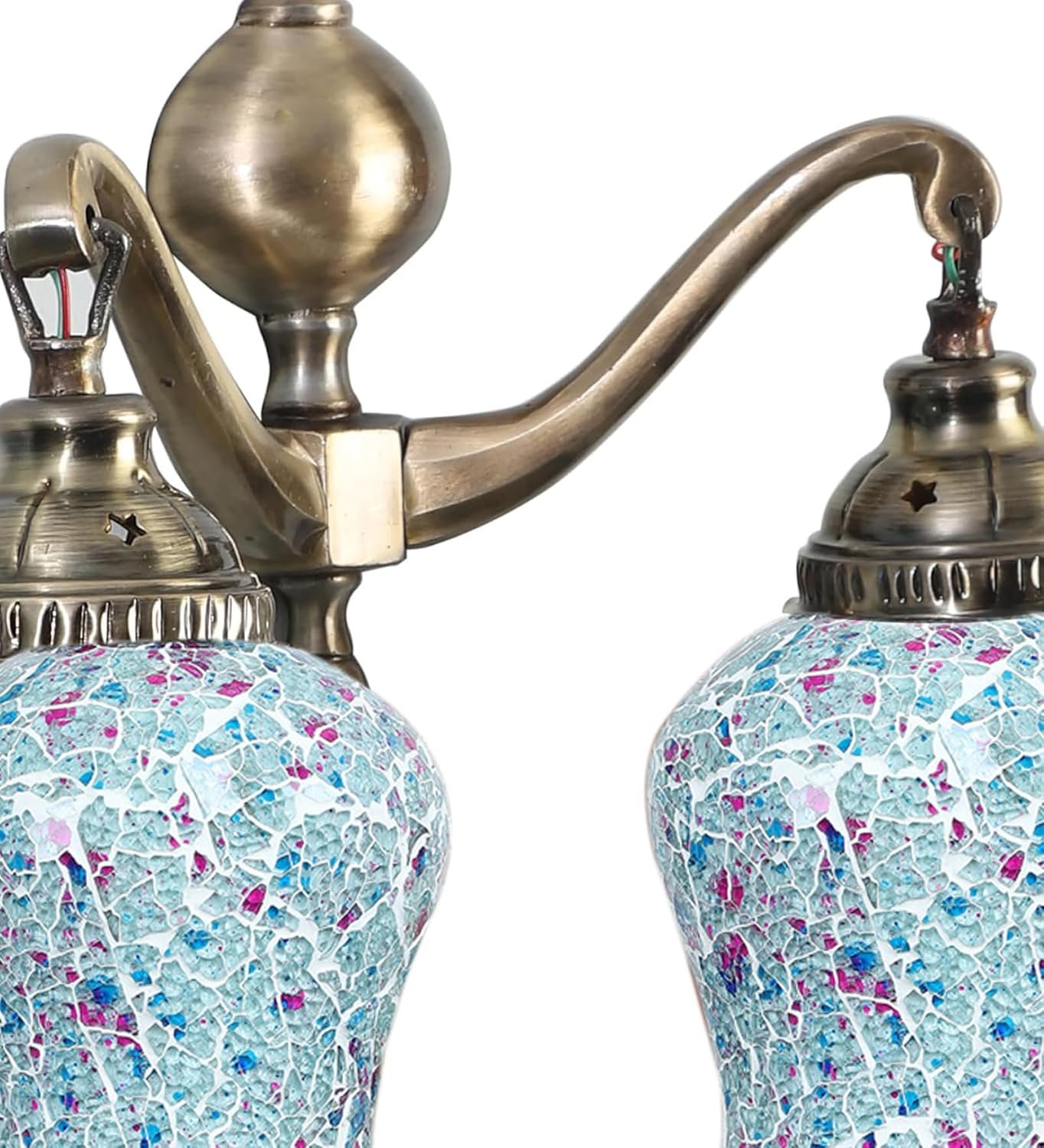 Dual Golden Antique Wall lamp with Mosaic Glass Wall d�cor Wall Hanging Light Vintage Wall Lamps Decorative lamp Traditional Wall lamp-J