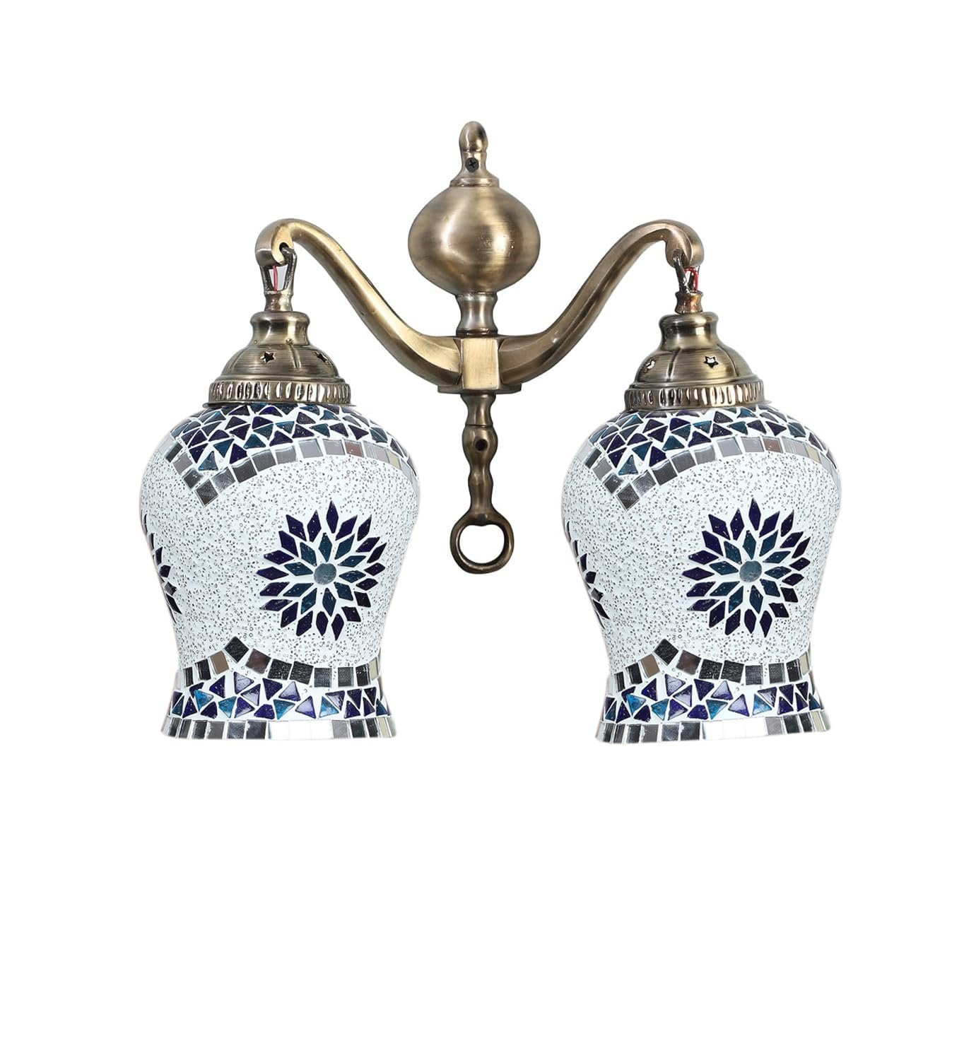 Dual Golden Antique Wall lamp with Mosaic Glass Wall d�cor Wall Hanging Light Vintage Wall Lamps Decorative lamp Traditional Wall lamp-L