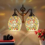 Dual Golden Antique Wall lamp with Mosaic Glass Wall d�cor Wall Hanging Light Vintage Wall Lamps Decorative lamp Traditional Wall lamp-O