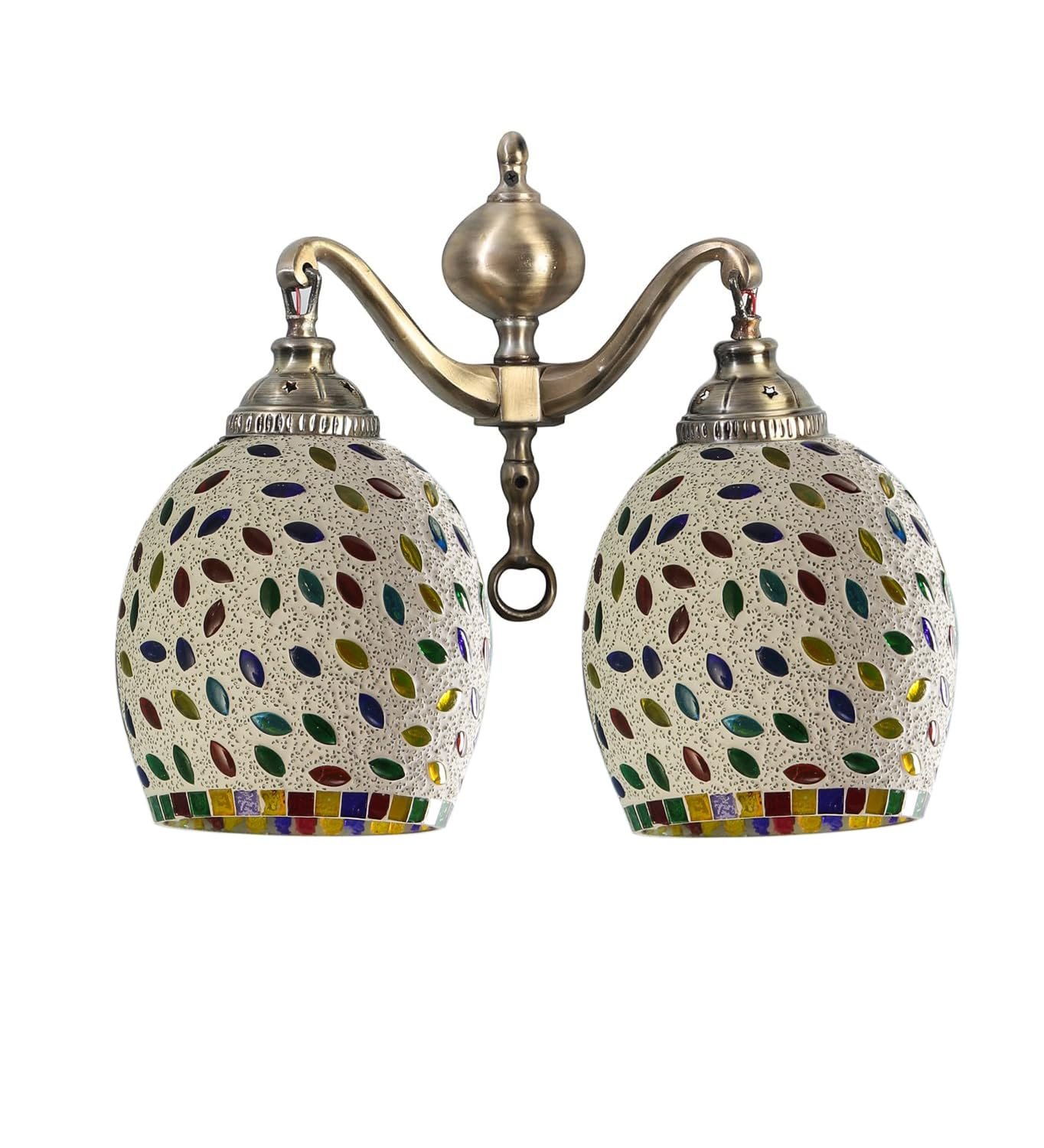 Dual Golden Antique Wall lamp with Mosaic Glass Wall d�cor Wall Hanging Light Vintage Wall Lamps Decorative lamp Traditional Wall lamp-O