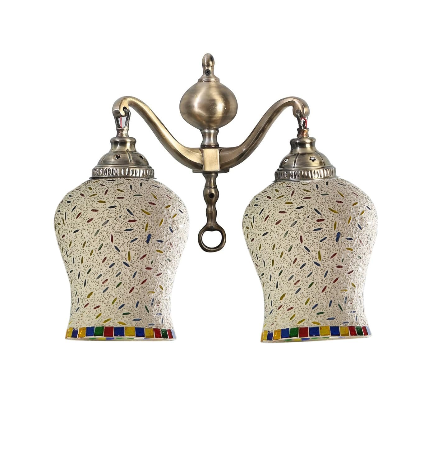 Dual Golden Antique Wall lamp with Mosaic Glass Wall d�cor Wall Hanging Light Vintage Wall Lamps Decorative lamp Traditional Wall lamp-Q