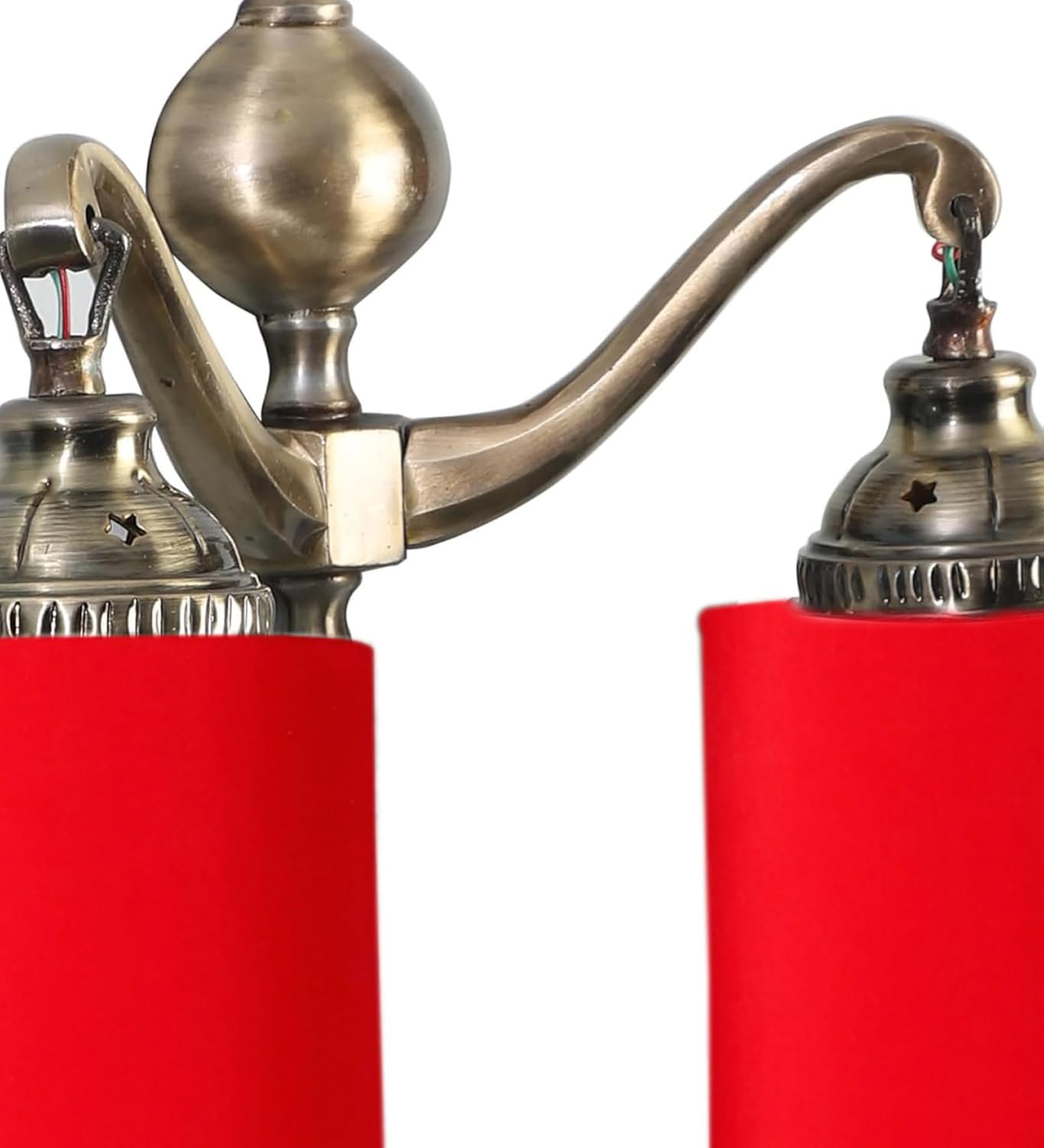 Dual Golden Antique Red Cotton Shade Wall d�cor Wall Hanging Light Vintage Wall Lamps Decorative lamp Traditional Wall lamp