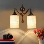 Dual Golden Antique White Jute Shade Wall d�cor Wall Hanging Light Vintage Wall Lamps Decorative lamp Traditional Wall lamp