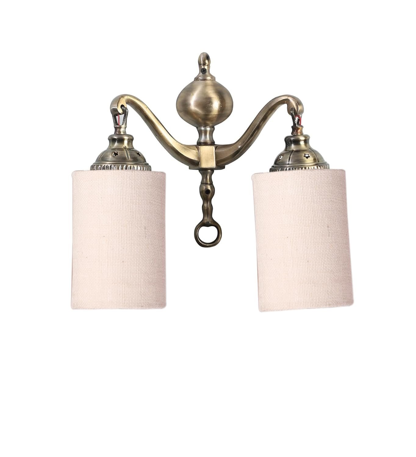Dual Golden Antique White Jute Shade Wall d�cor Wall Hanging Light Vintage Wall Lamps Decorative lamp Traditional Wall lamp