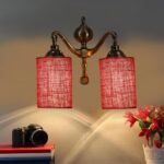 Dual Golden Antique Maroon Jute Shade Wall d�cor Wall Hanging Light Vintage Wall Lamps Decorative lamp Traditional Wall lamp