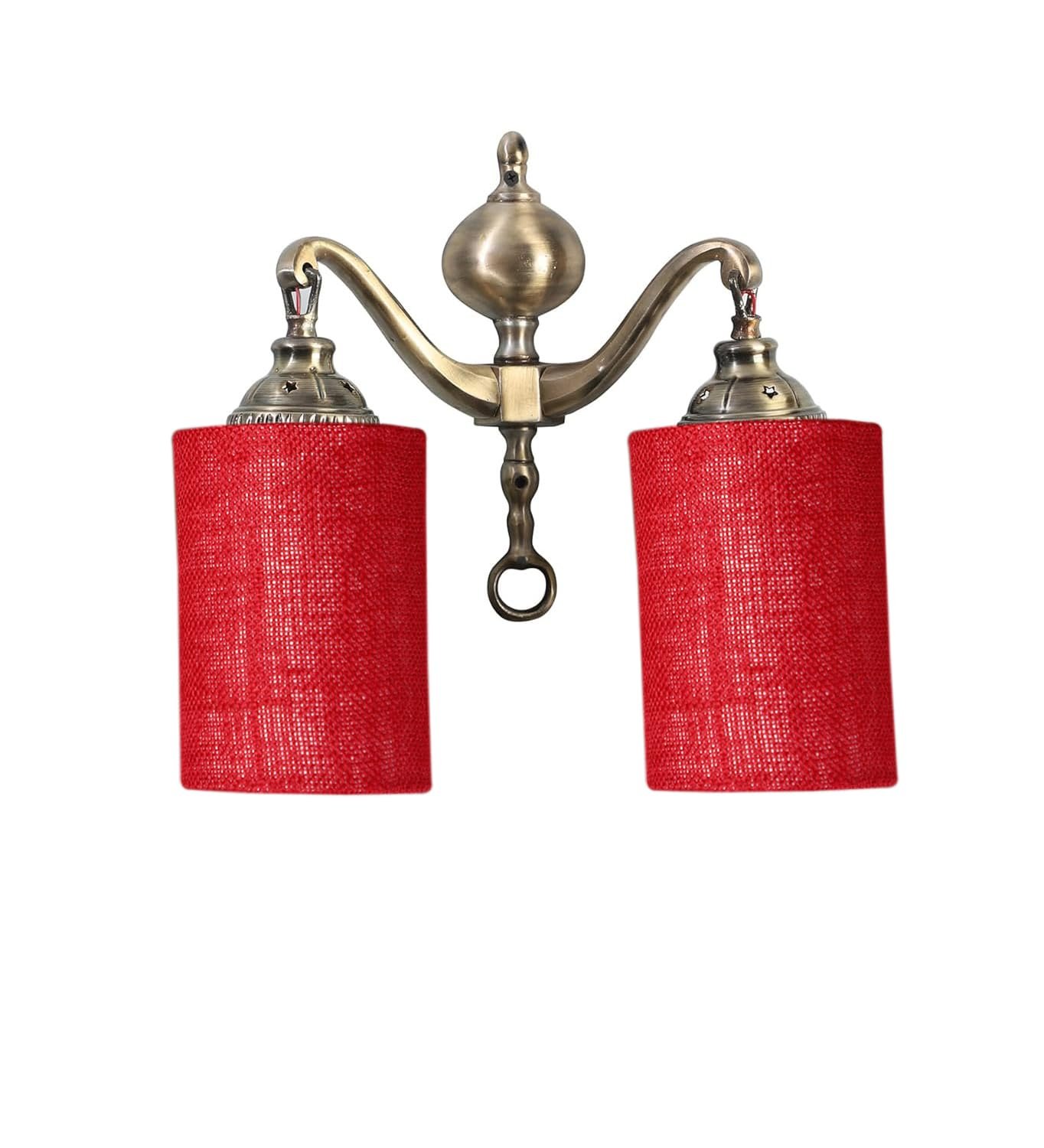Dual Golden Antique Maroon Jute Shade Wall d�cor Wall Hanging Light Vintage Wall Lamps Decorative lamp Traditional Wall lamp