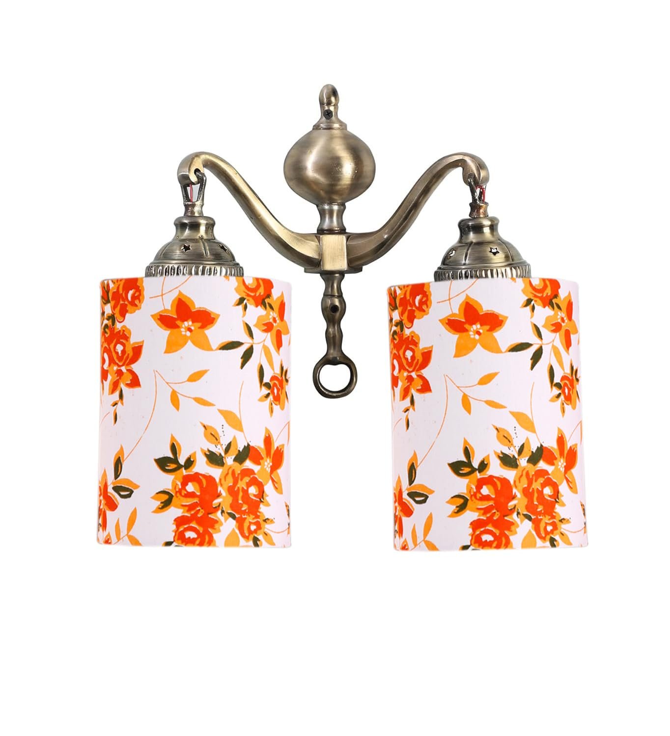 Dual Golden Antique Printed Cotton Shade Wall d�cor Wall Hanging Light Vintage Wall Lamps Decorative lamp Traditional Wall lamp-Z