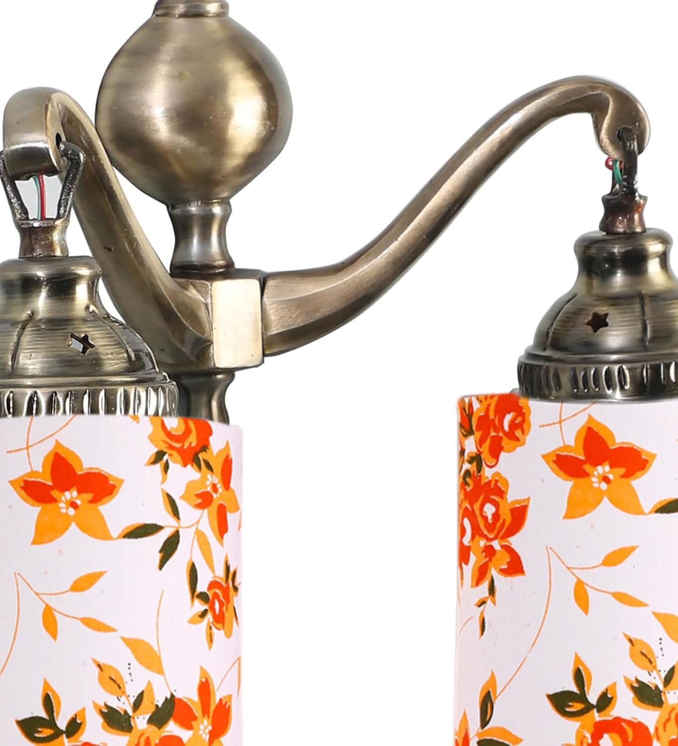 Dual Golden Antique Printed Cotton Shade Wall d�cor Wall Hanging Light Vintage Wall Lamps Decorative lamp Traditional Wall lamp-Z