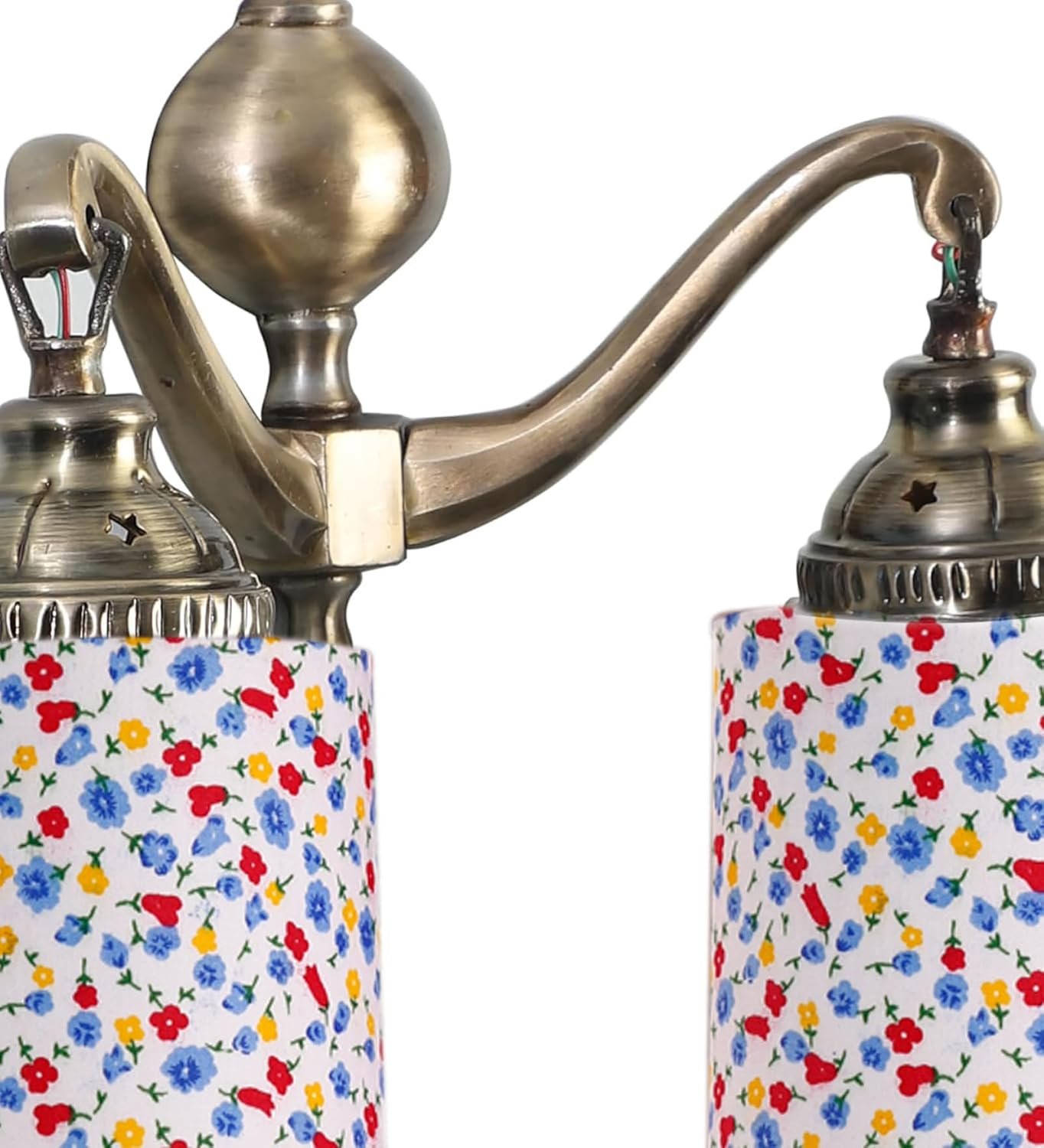 Dual Golden Antique Printed Cotton Shade Wall d�cor Wall Hanging Light Vintage Wall Lamps Decorative lamp Traditional Wall lamp-X