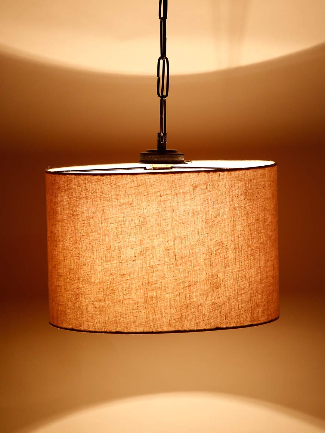 Grey Cotton Drum Hanging Lamp