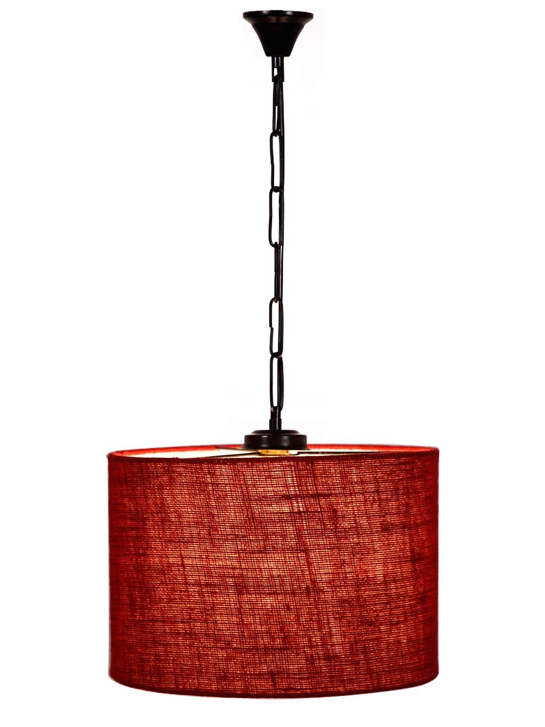 Maroon Jute Drum Hanging Lamp