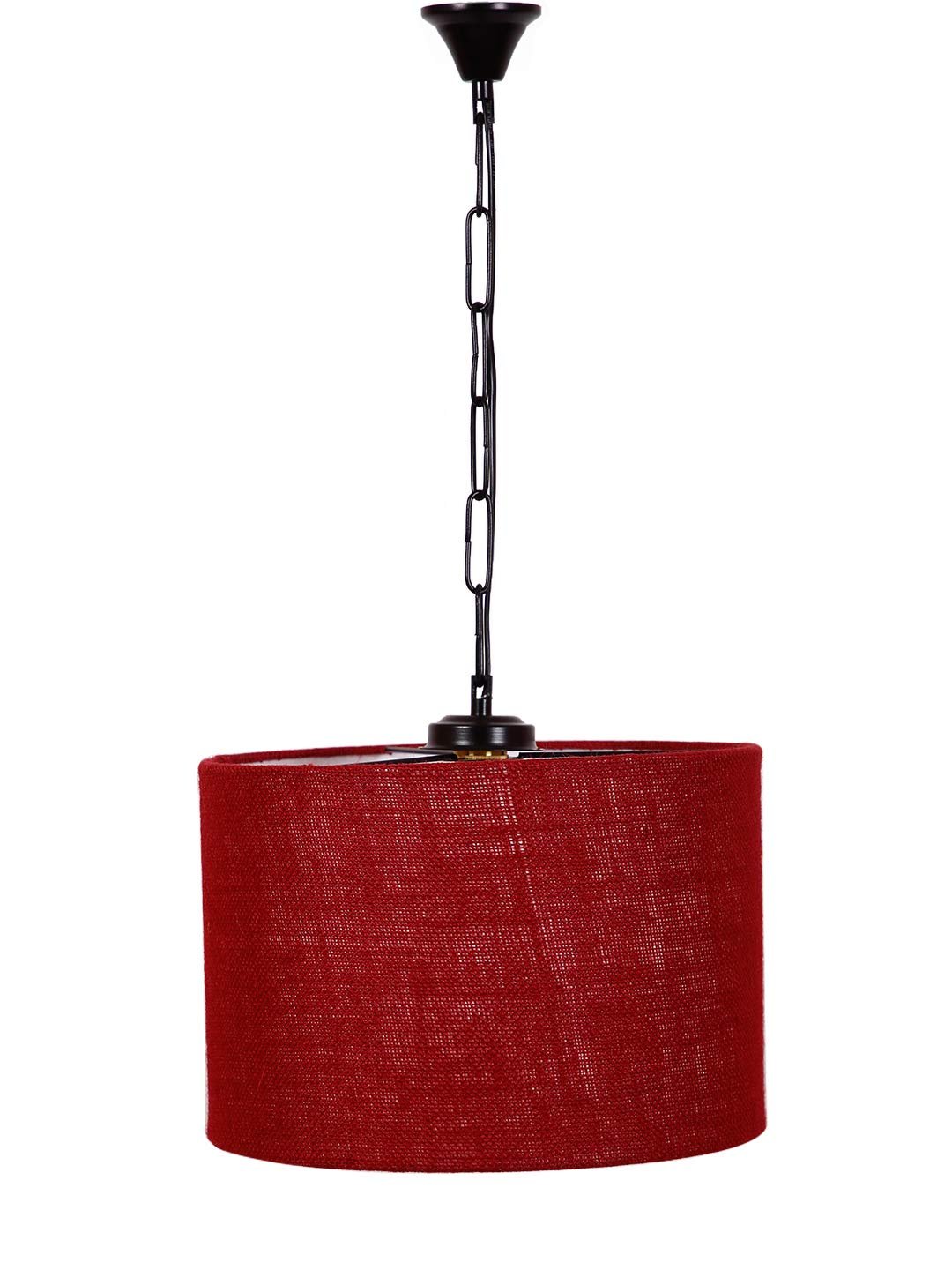 Maroon Jute Drum Hanging Lamp
