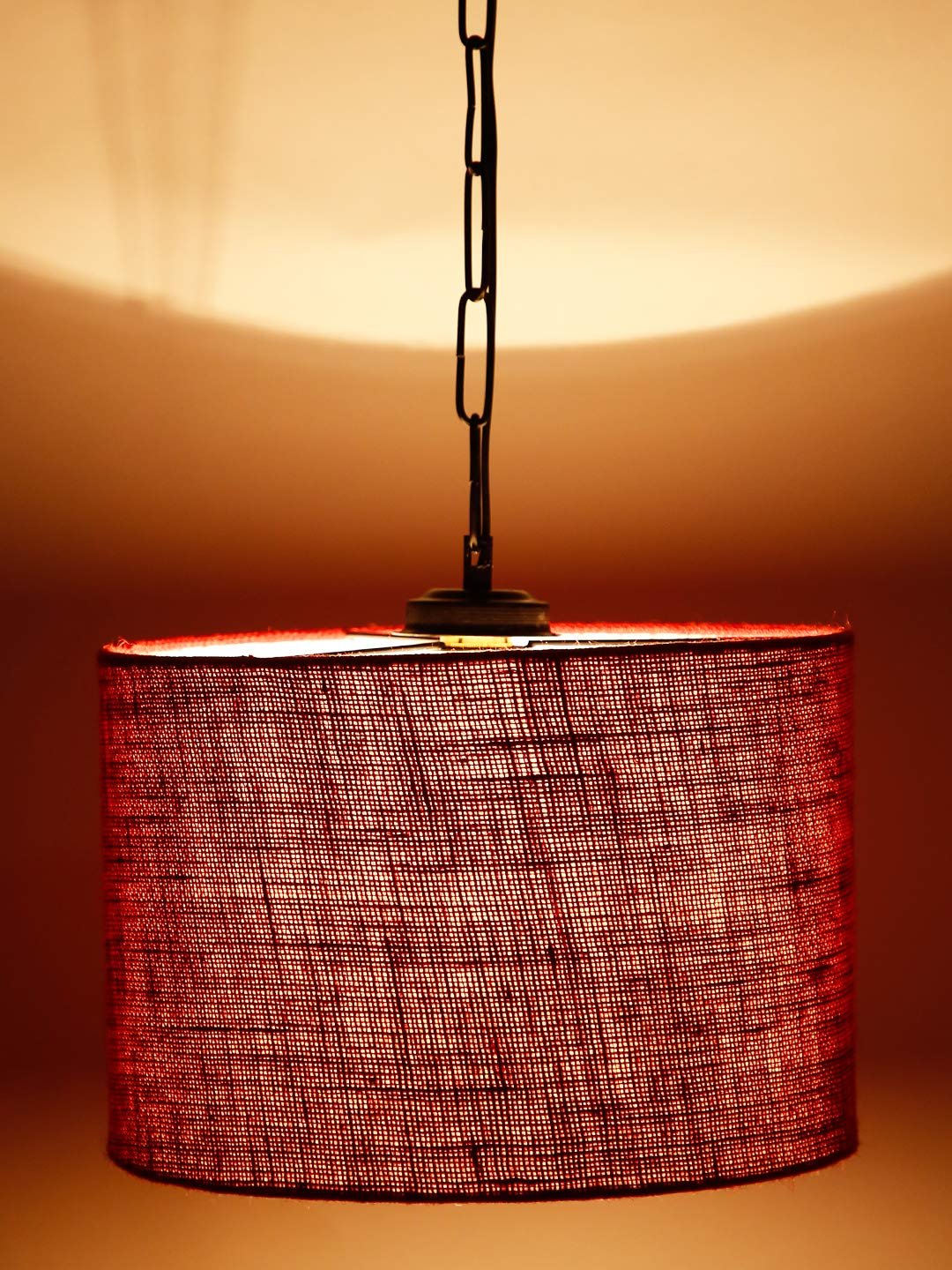 Maroon Jute Drum Hanging Lamp