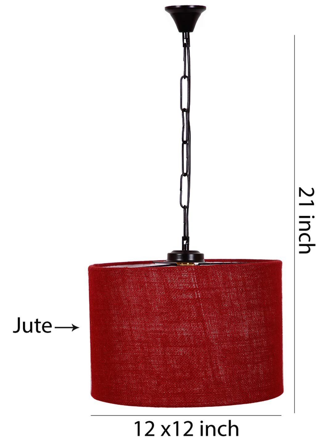 Maroon Jute Drum Hanging Lamp