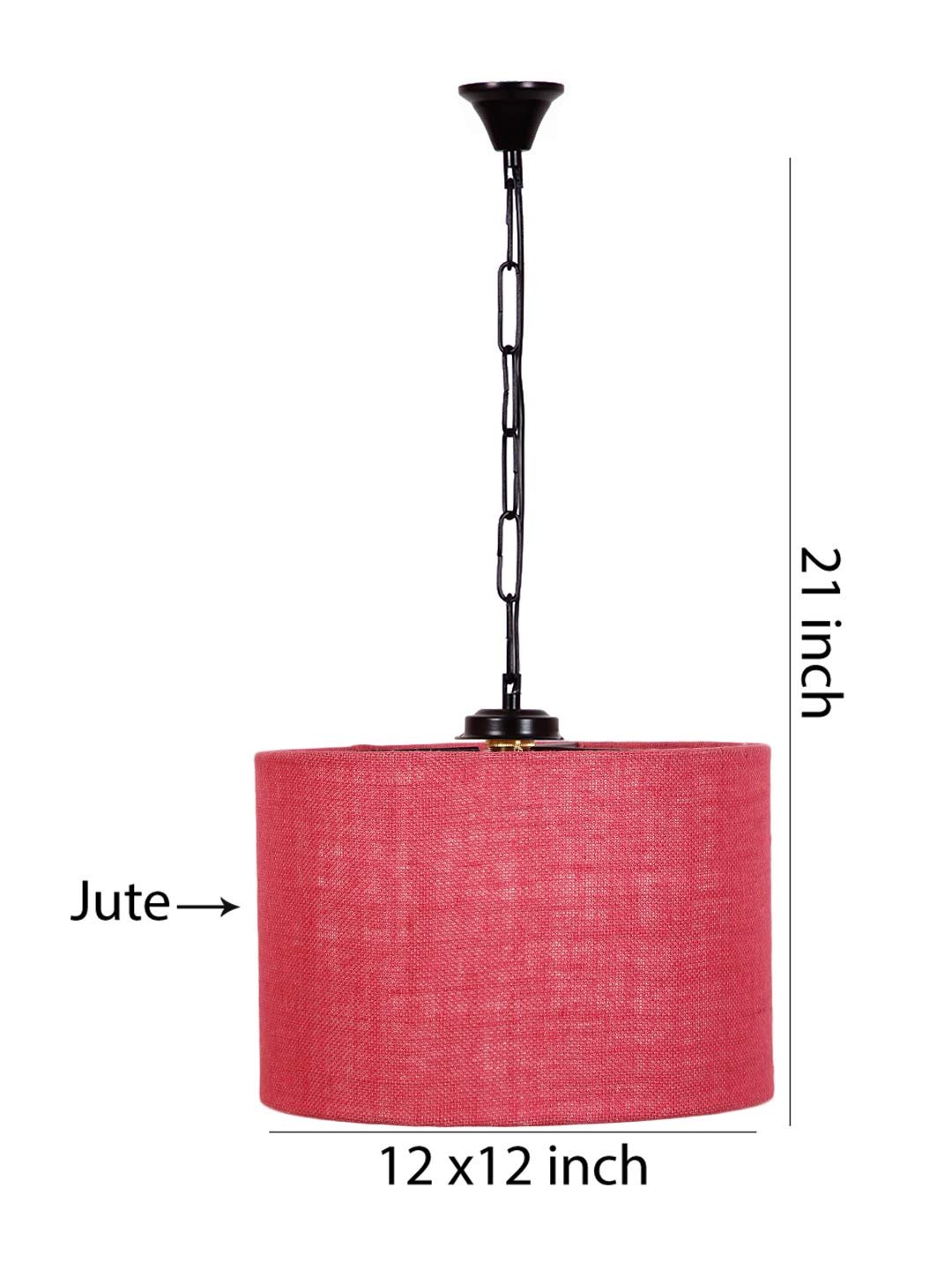 Pink Jute Drum Hanging Lamp