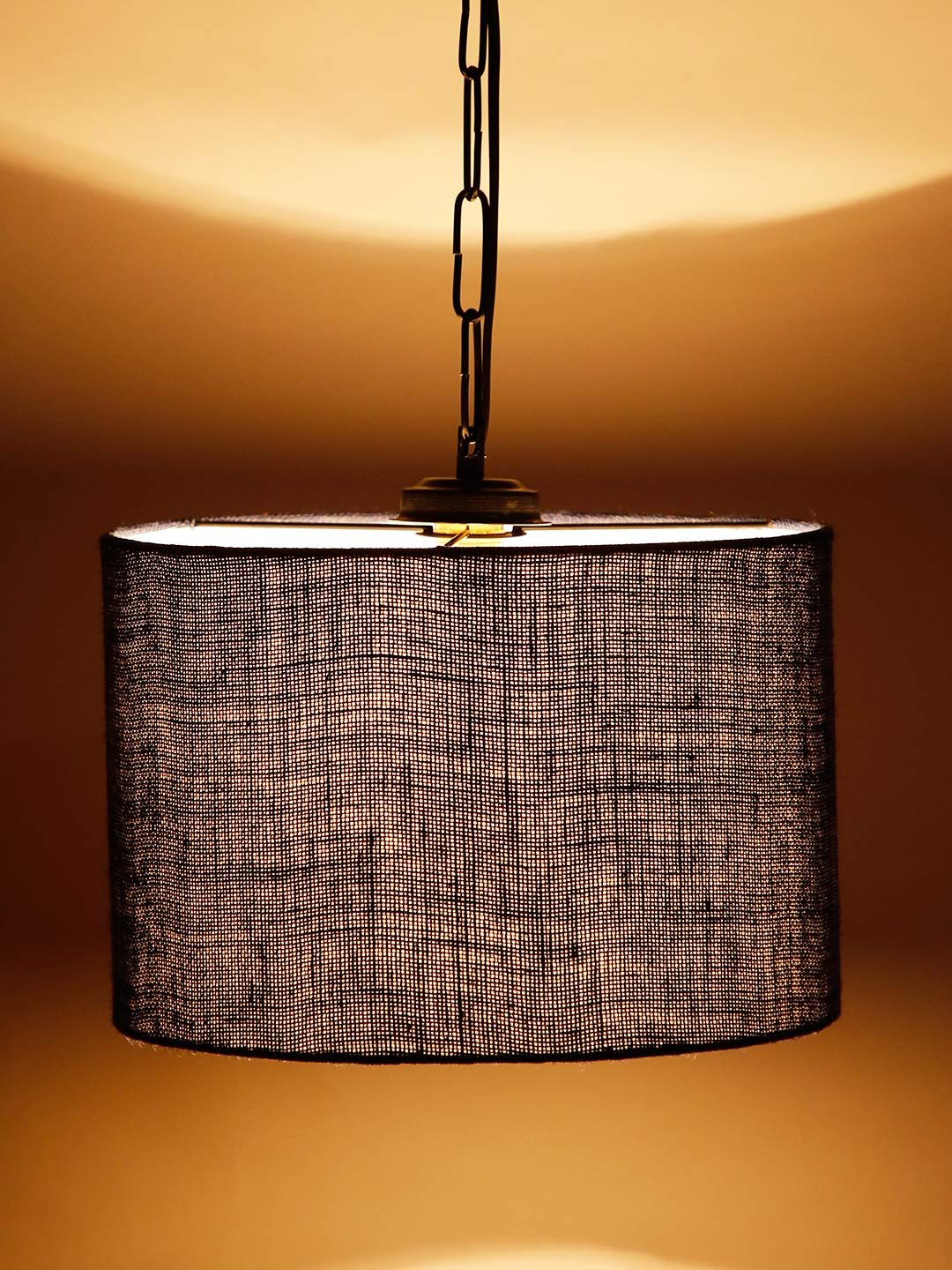 Blue Jute Drum Hanging Lamp