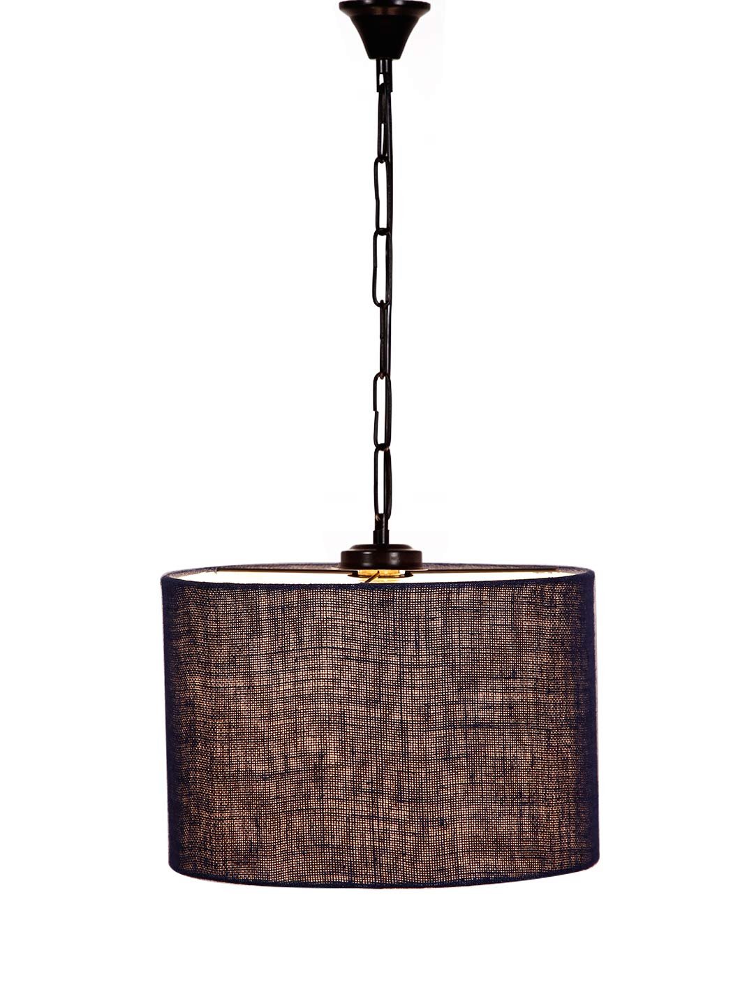 Blue Jute Drum Hanging Lamp