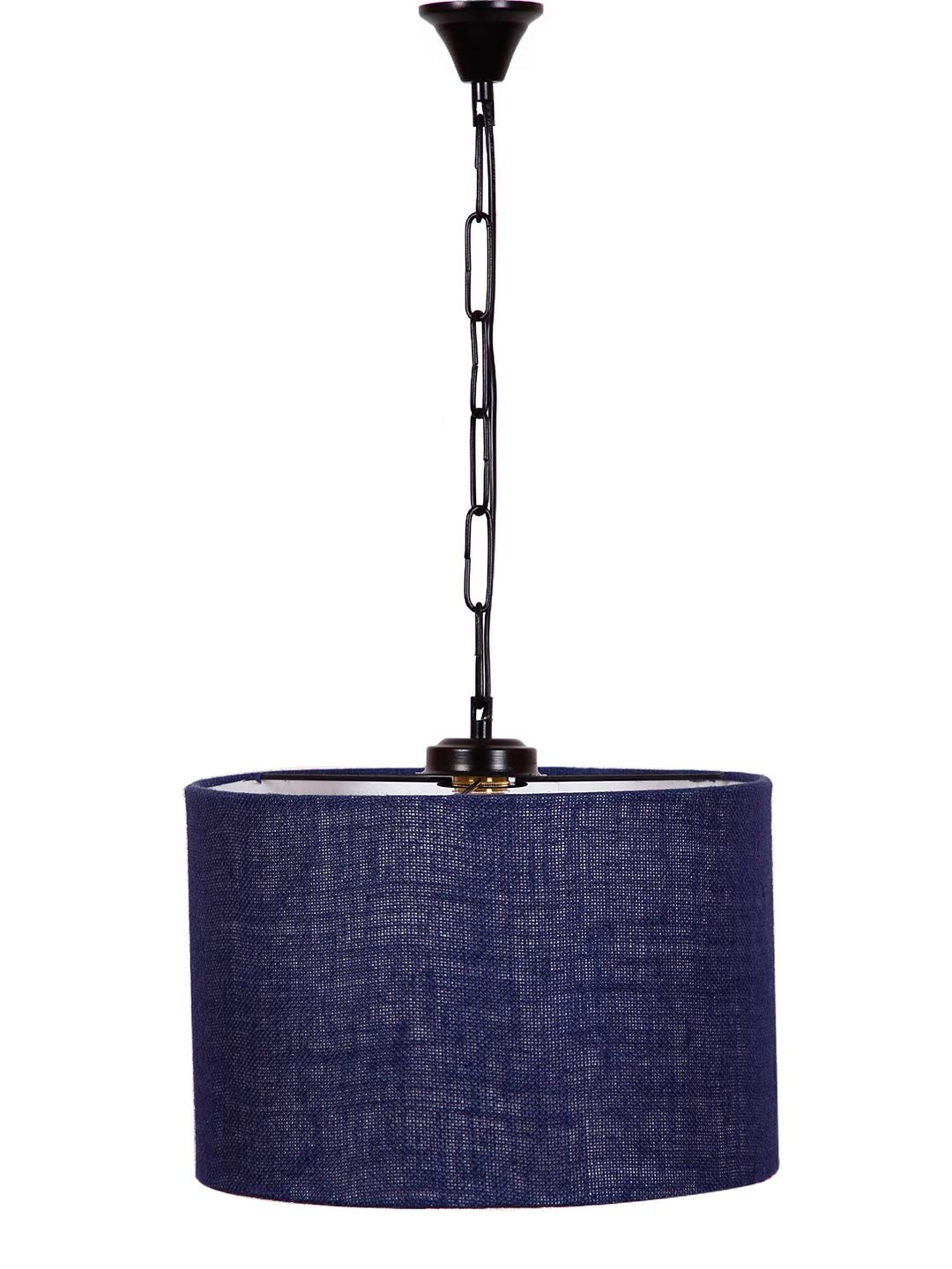 Blue Jute Drum Hanging Lamp